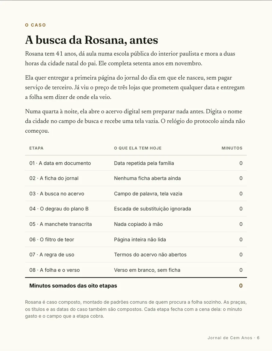 Página real do guia: O caso